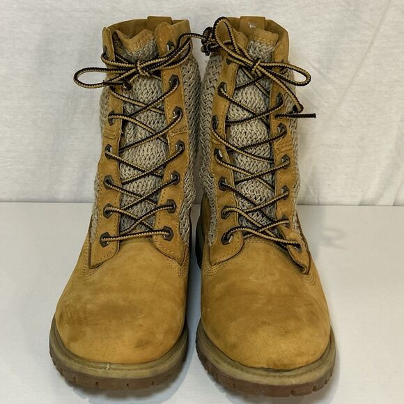 Timberland Shoes Open Weave Wheat/Brown Leather Combat Boots Womens Size 9 - Picture 2 of 7